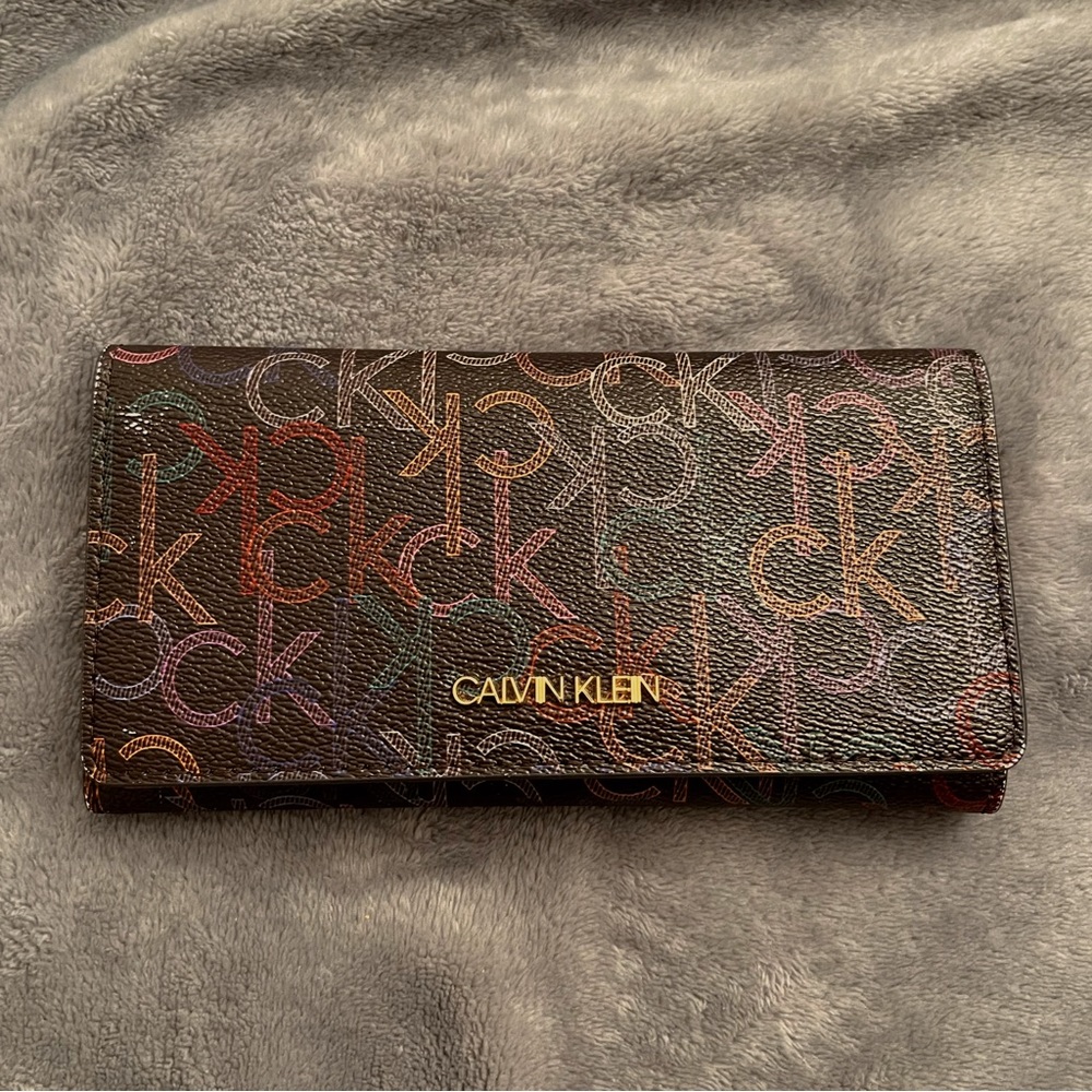 Calvin Klein Rainbow Monogram Zip Wallet